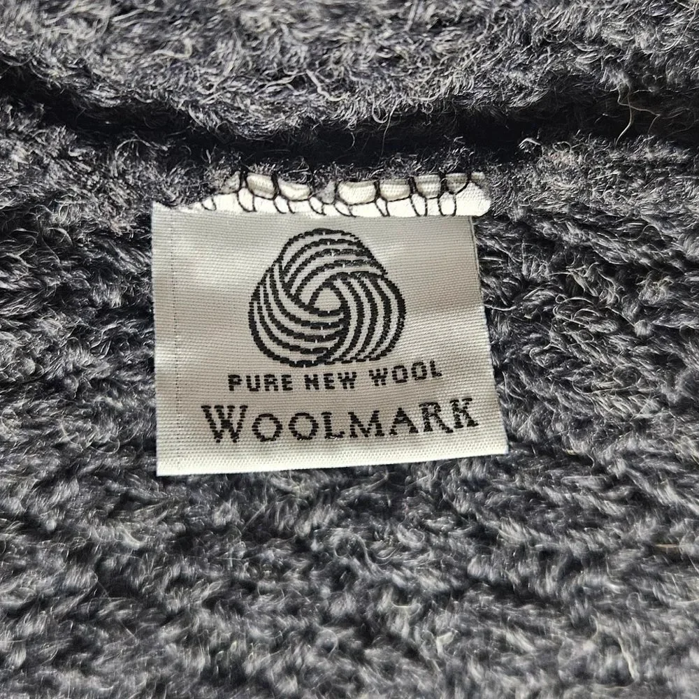 Orvis 100% Ireland Wool Gray Fisherman Cable Knit Cardigan size XL - Picture 4 of 6